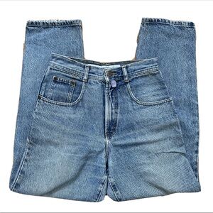 vintage STRUCTURE denim blue jeans women 29S cotton straight tapered High Waist